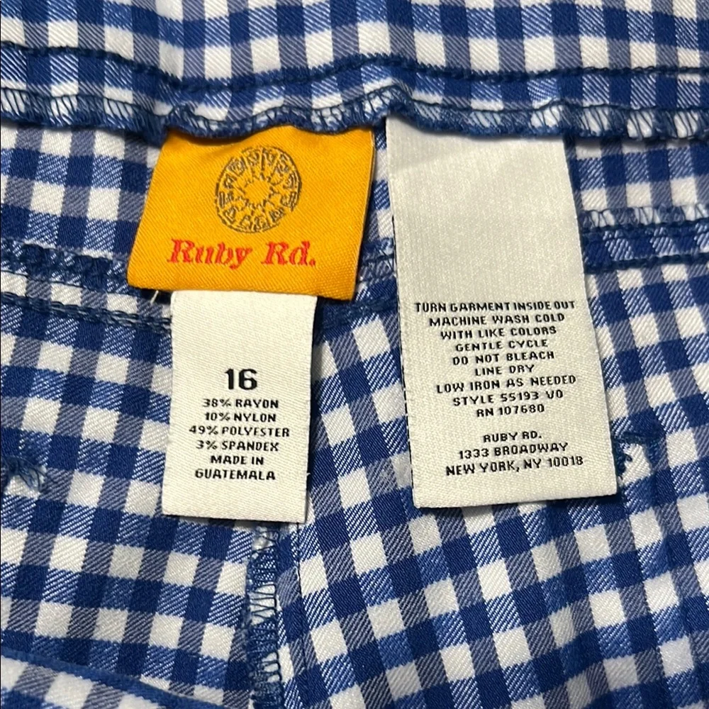 Ruby Rd. Blue Gingham Pants - Picture 3 of 3